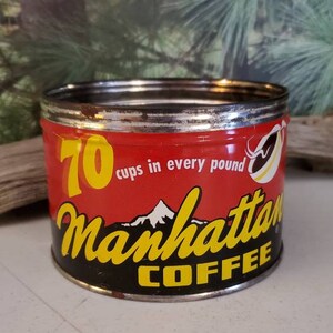 Antique Manhattan Coffee Can Red, Yellow, & Black No Lid #3050 - Etsy