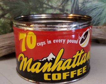 Antique Manhattan Coffee Can Red, Yellow, & Black No Lid #3050 - Etsy