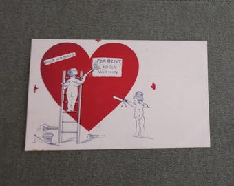 1906 H E Stein Company Pink & Red Valentine Postcard Collectible Ephemera
