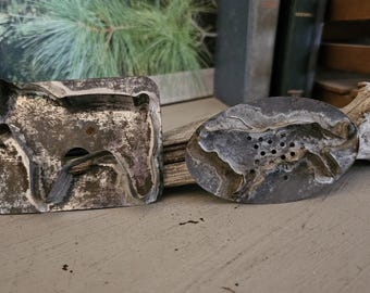 1940s Steel Animal Cookie Cutters Set of 2 Horse - Lion  #5152