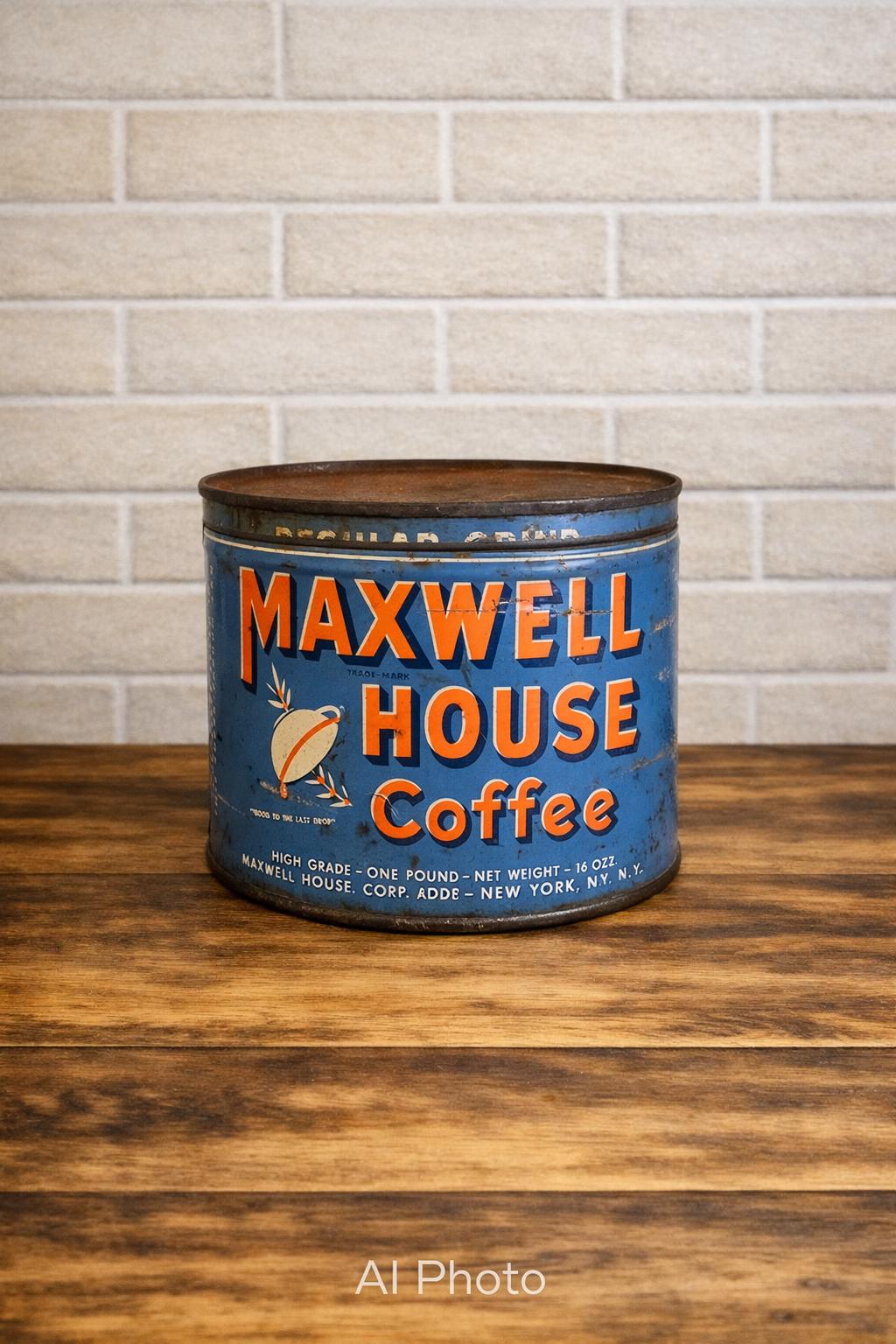 1940s Maxwell House Coffee Can: Vintage Advertising, Farmhouse