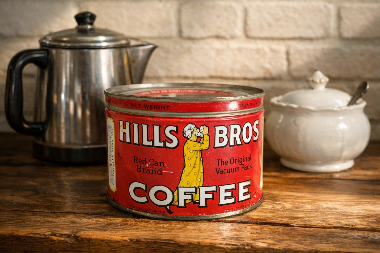 Buy Vintage Hills Bros Coffee Can, Red Can Brand Advertising, 1 Lb