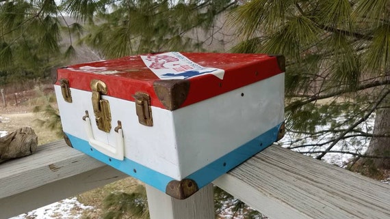 Red, White & Blue Metal Skate Case with Skates Me… - image 7