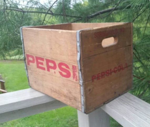 Tall Wood Pepsi Crate Red Graphics Vintage Pepsi Crate No Dividers