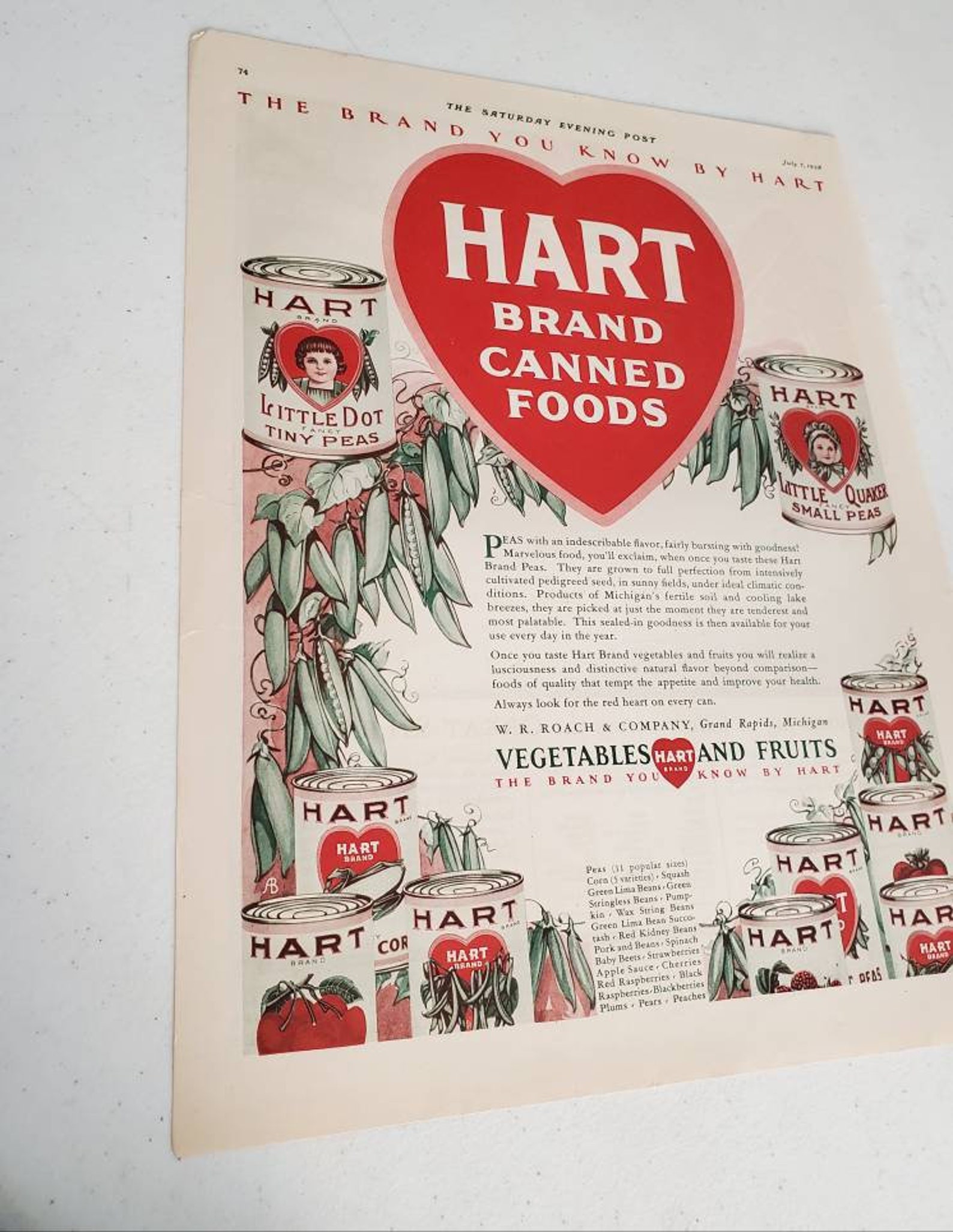 1928 Hart Brand Canned Foods Ad / Antique Hart Brand Canned Etsy