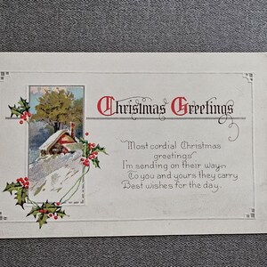 Christmas Postcard, Antique Holiday Postcard, Christmas Greetings, Vintage Collectible Ephemera