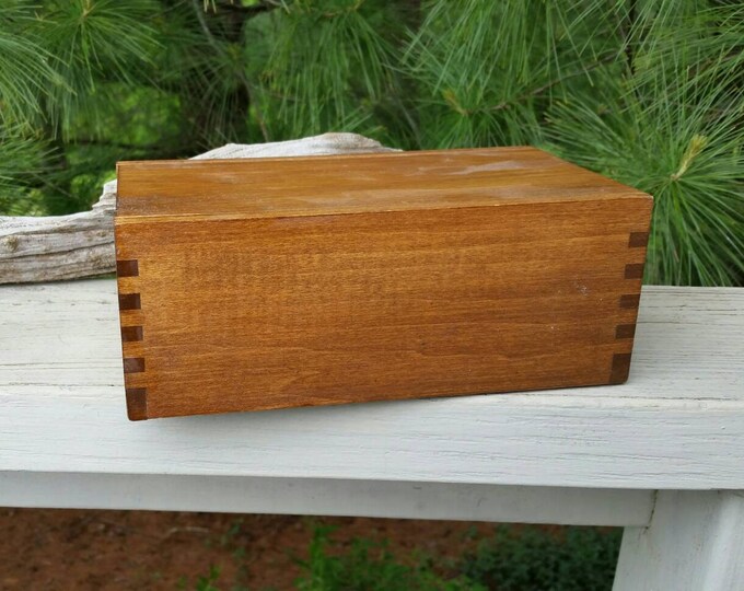Wood Finger Joint Box With Slide Top Green Felt Inside Etsy