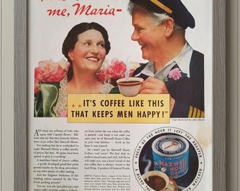 1934 Maxwell House Coffee Ad, Vintage Saturday Evening Post Print (Frame Not Included)