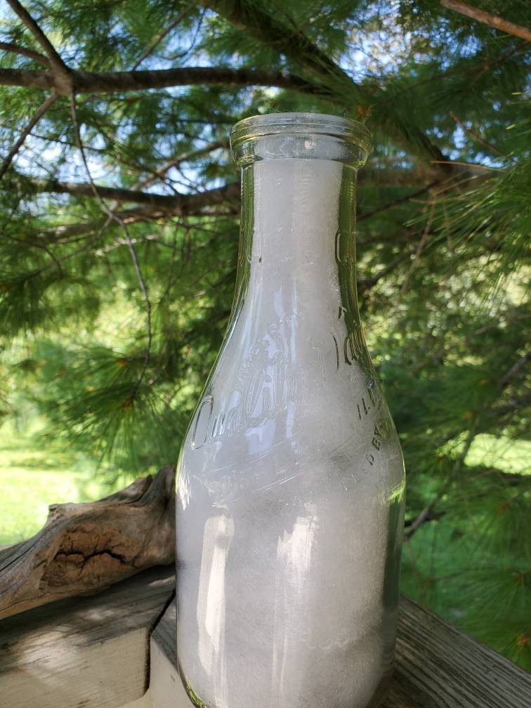 Bouteille de lait en verre transparent d'un litre de qualité laitière/bouteille de produits laitiers transparent de qualité d'un litre/décor de ferme #1205