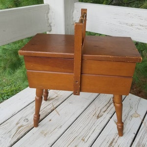 Sewing Storage Box With Spindle Legs & Handle 2 Swing Out Storage