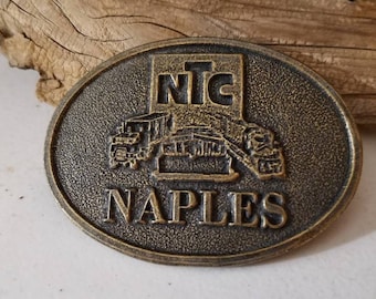 Vintage Brass NTC Naples Trucking Belt Buckle