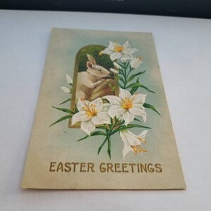 White Rabbit Postcard Easter Greetings Postcard White Rabbit & Lilies Collectible Ephemera - Etsy