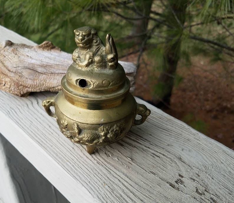 Brass FOO Dog Incense Burner Made in Korea / Vintage Brass Etsy