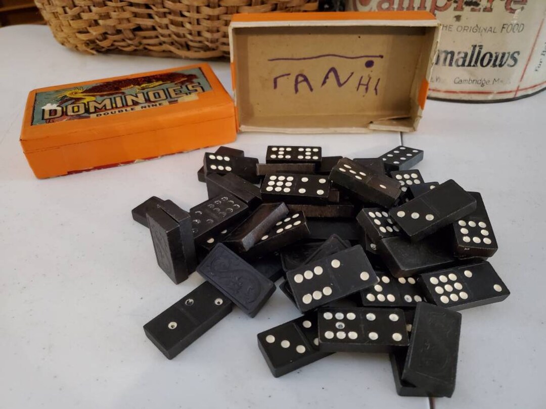 1950's Halsam Double Nine Dragon Dominoes 55 Piece Halsam Domino