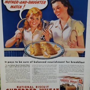 1930&#39;s National Biscuit Shredded Wheat Ad Antique Shredded Wheat Magazine Ad Frameable Wall Art