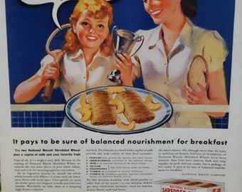 1930's National Biscuit Shredded Wheat Ad / Antique Shredded Wheat Magazine Ad