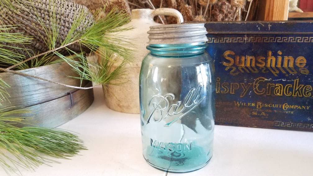Ball Mason Jars And Cans Rare Kansas City Plant Belt Watch Rare Watch New Battry Ball #4 Rare Offset Labeling on Blue Mason Canning Jar Quart  main image 4