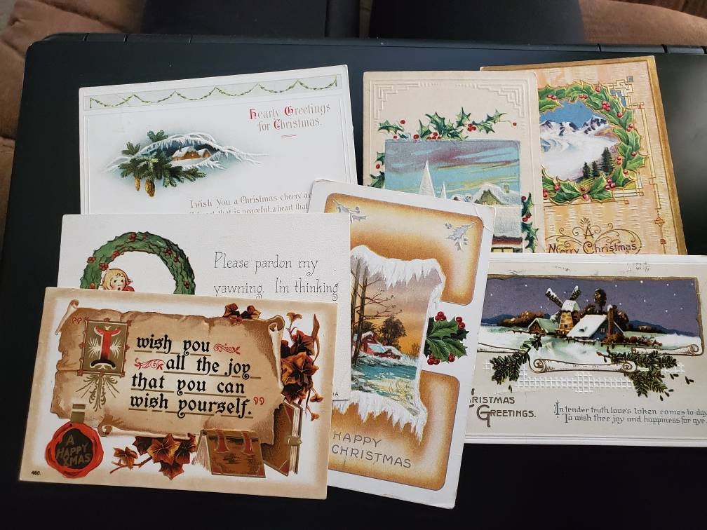 Antique Lot of 7 Christmas Postcards / Vintage Paper Ephemera - Etsy