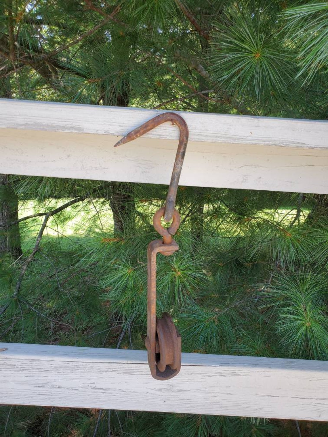 Old Rusty Meat Trolley Pulley with Hook Meat Hook with Etsy