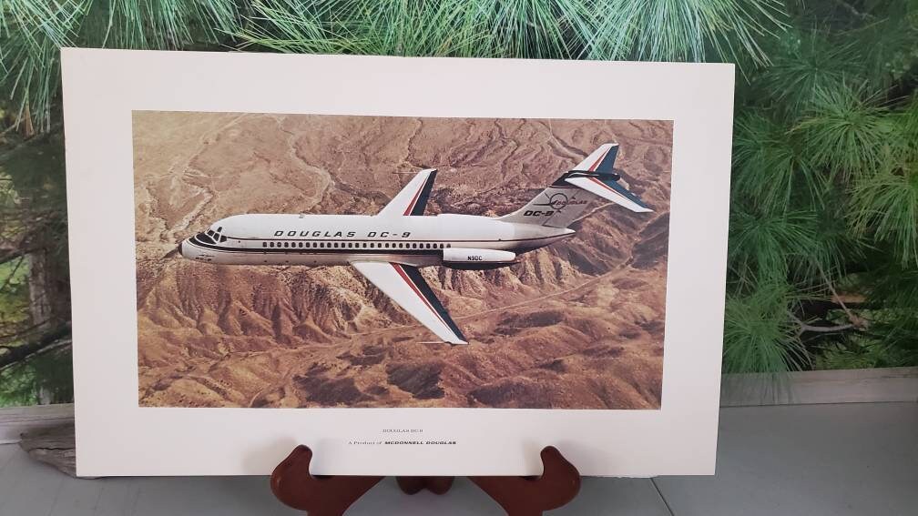 DOUGLAS DC - 9 Mcdonnell Douglas Aircraft Aviation Print 17 Inches