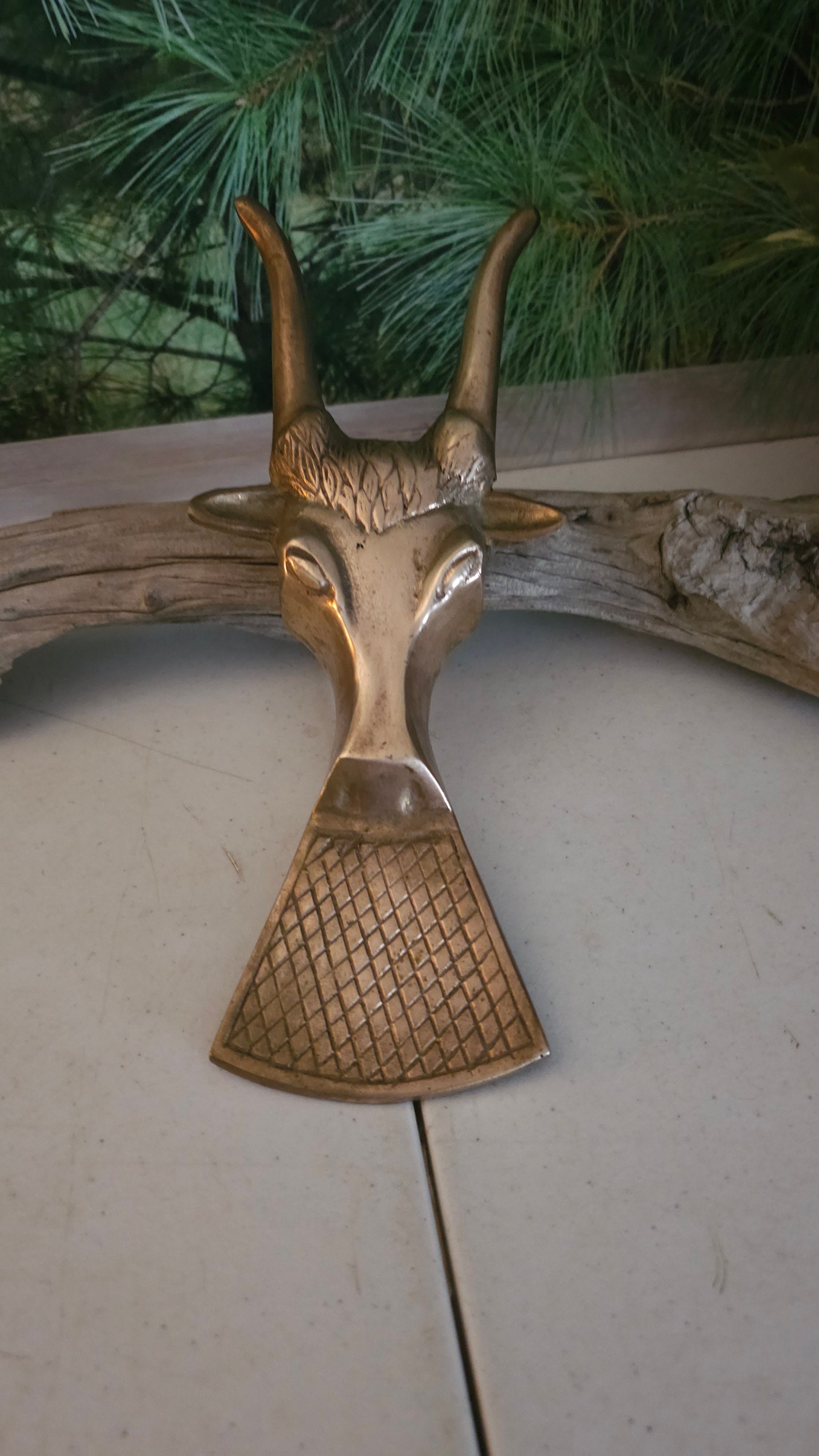 Brass Long Horned Steer Boot Jack Western Style Boot Pull Vintage Brass  Home Decor #4109