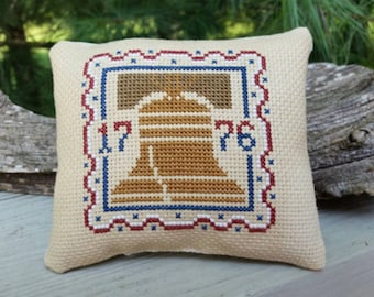 Handmade Cross Stitch 1776 Liberty Bell Shelf Sitter Made To Order