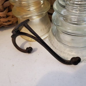 Old Iron Double Acorn Coat Hook / Vintage Double Coat Hook  #1450