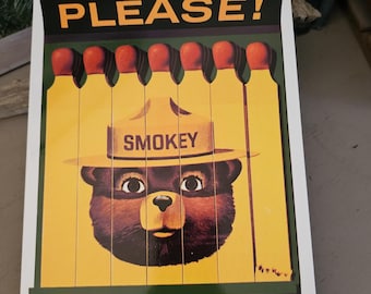 Letrero de porcelana esmaltada de Smokey Bear: Ande Rooney, publicidad vintage de 1988, n.° 5092