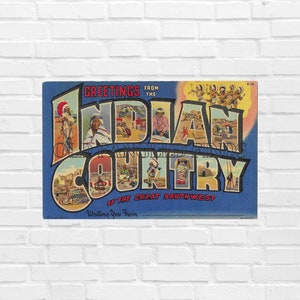 Carte postale en téléchargement numérique, grosses lettres, salutations du pays indien du grand sud-ouest, artisanat d'art, fournitures de scrapbooking, mur souvenir