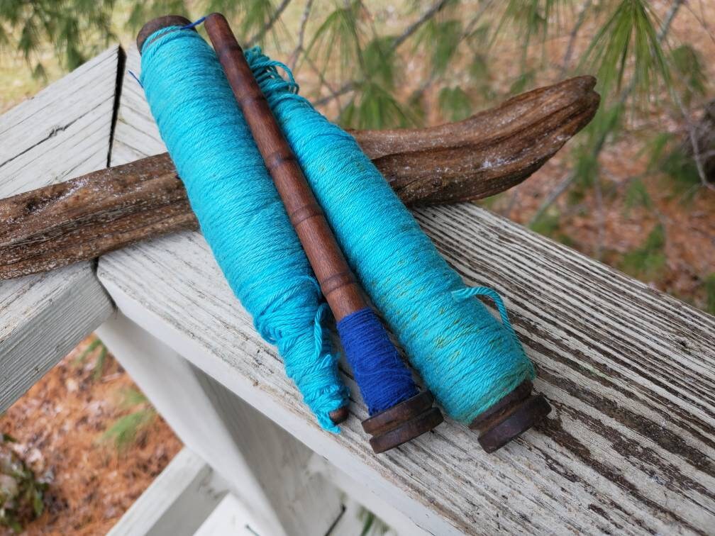3 Vintage Wooden Industrial Thread Yarn Bobbins Spools Home Decor 