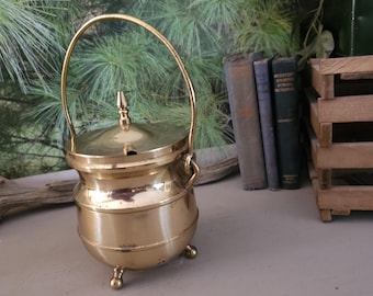 Vintage Brass Smudge Pot: Fireplace Decor with Ball Feet, Japan