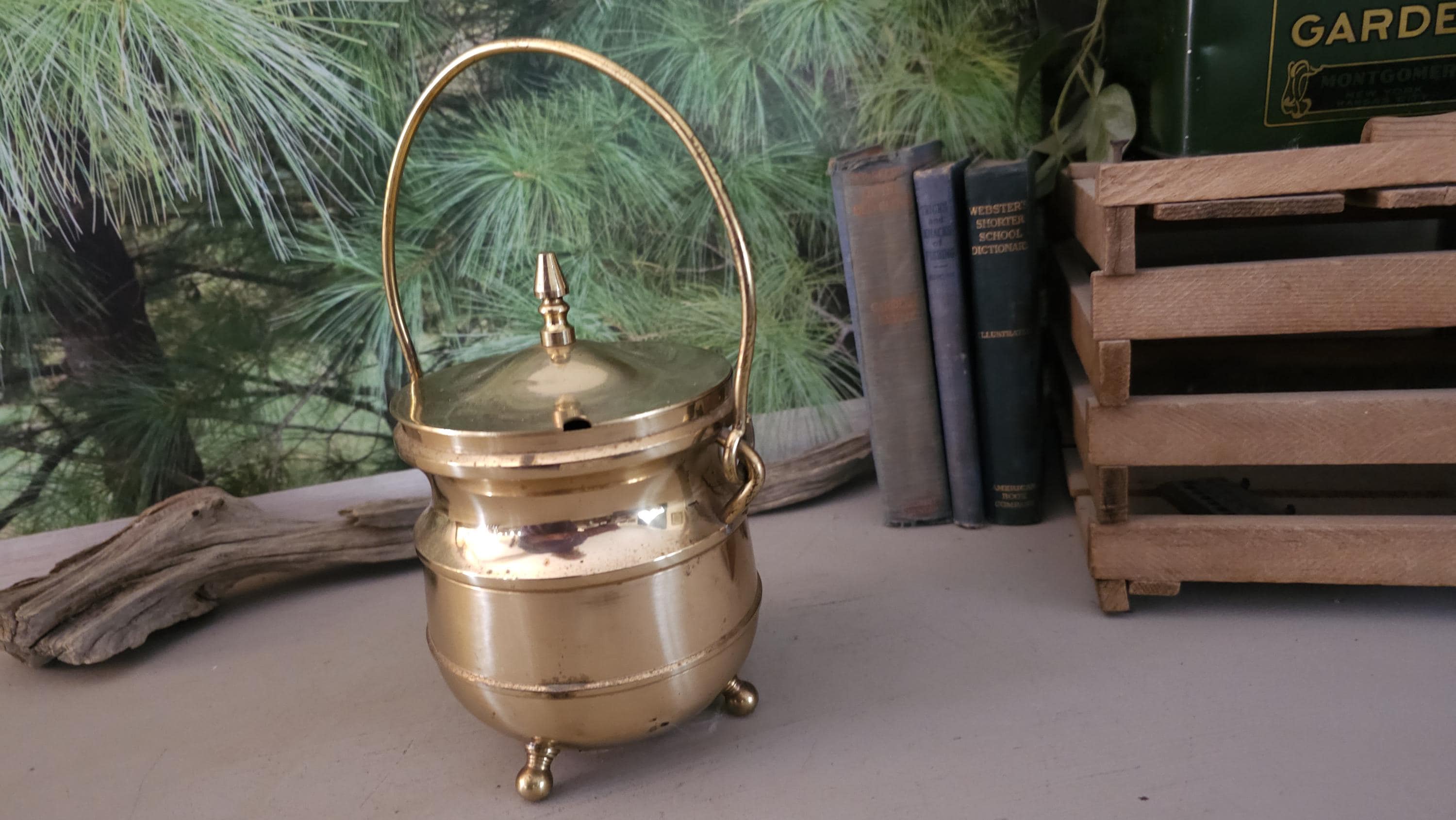 Vintage Brass Smudge Pot: Fireplace Decor With Ball Feet, Japan - Etsy