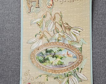 Vintage 1900s Easter Postcard: Embossed Floral, Gold Accents, Made in Germany