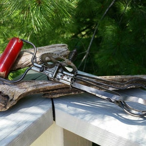 A & J Hand Held Beater/Mixer with Red Wood Handle Vintage Kitchen Collectibles   #2624