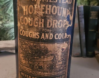Old Homestead Horehound Cough Drop Tin Meyer Brothers Drug Co., St