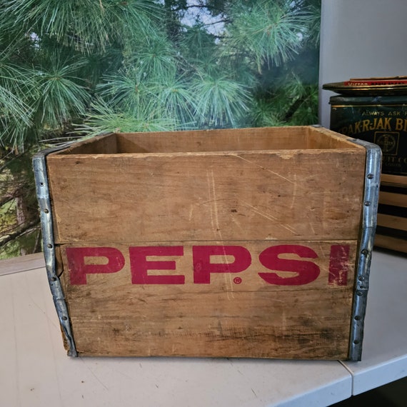 Tall Wood Pepsi Crate Red Graphics Vintage Pepsi Crate No Dividers