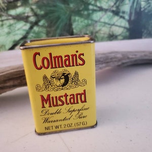 Vintage Colman&#39;s Mustard Spice Tin: Yellow & Red Graphics
