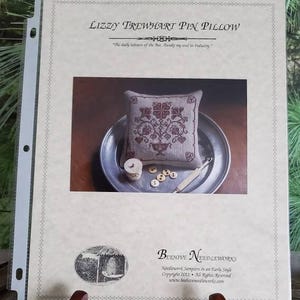 Beehive Needleworks Lizzy Trewheart Pin Pillow Counted Cross Stitch 2011