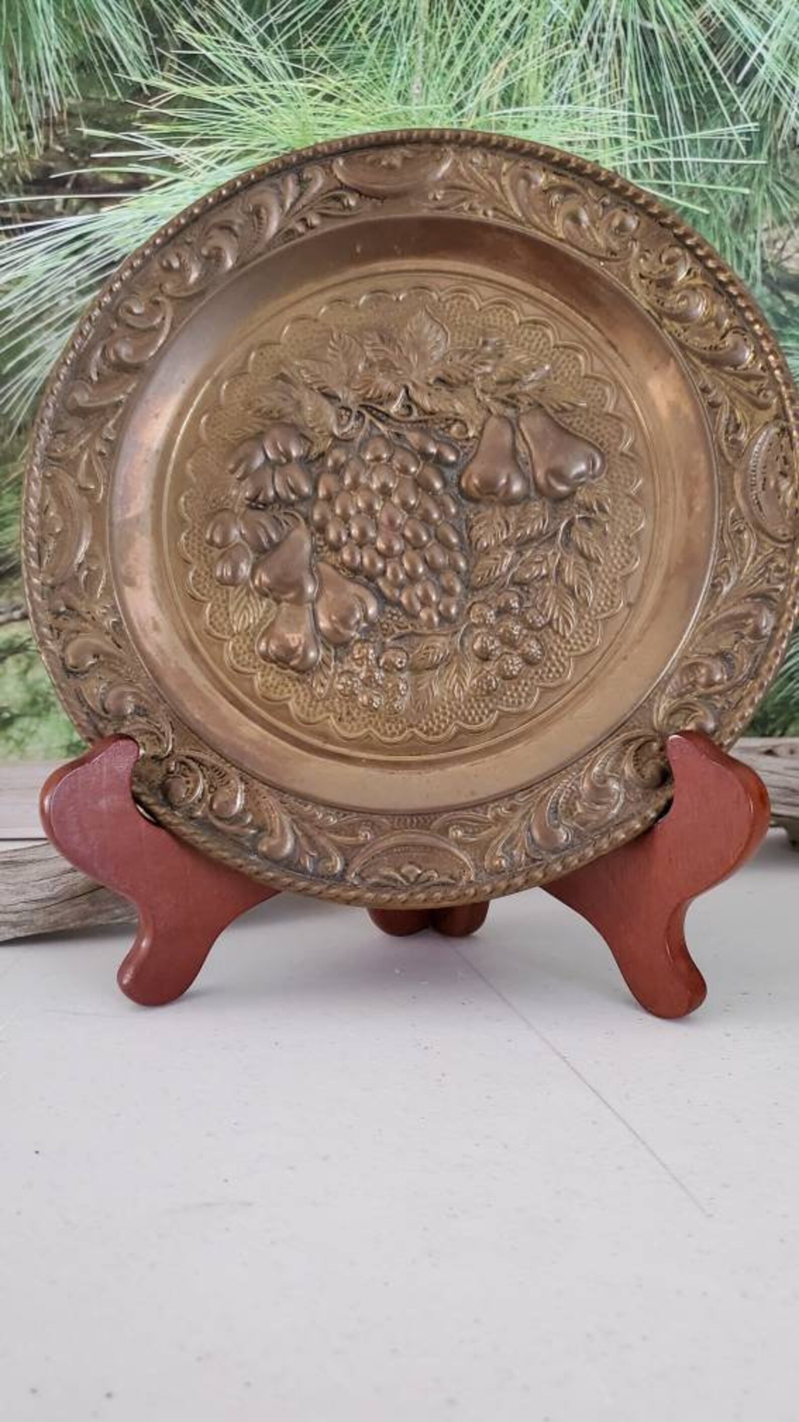 Brass Ornate Peerage Wall Plate Embossed Fruit Design Made in Etsy