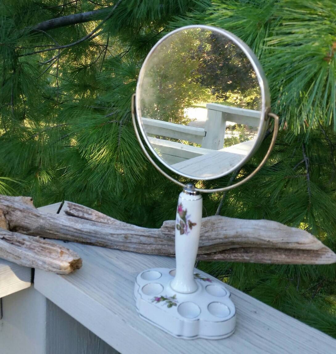 Stand Up Vanity Mirror Double Sided with Ceramic Lipstick | Etsy