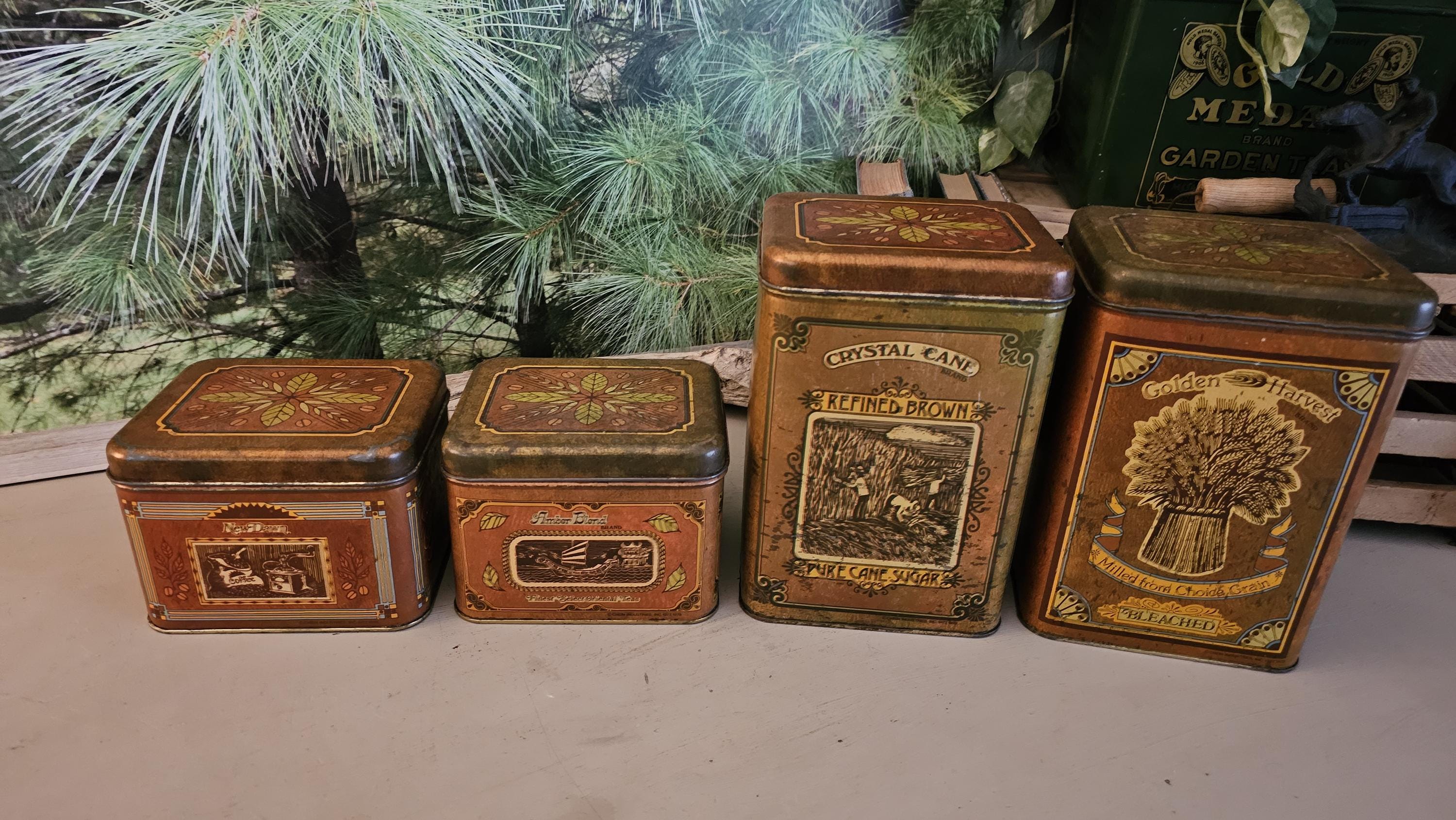 1970s Golden Harvest Cheinco Canister Set: Vintage Kitchen Storage
