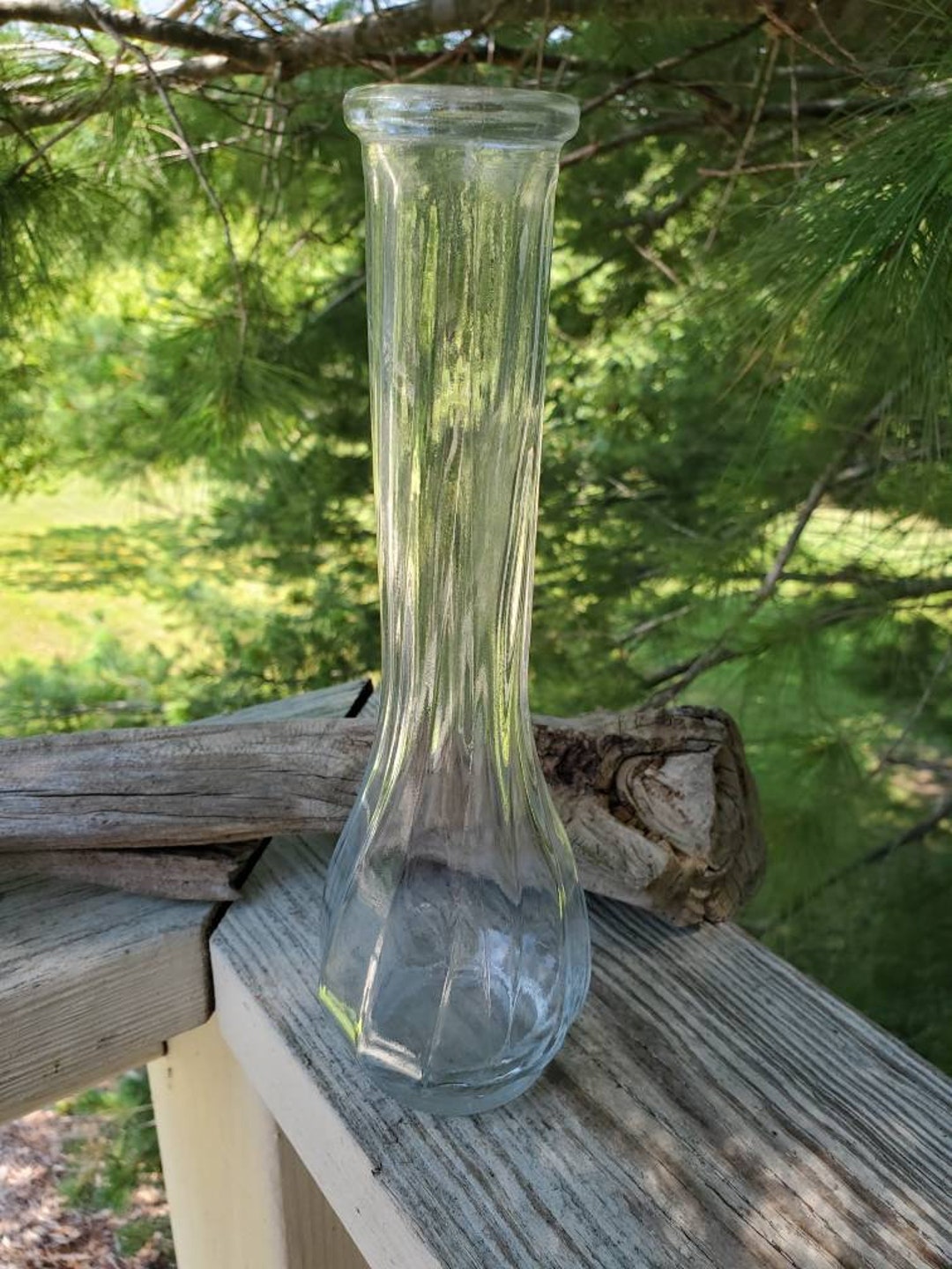 BRODY Clear Fluted Glass Bud Vase / Glass Bud Vase / Vintage Wedding or