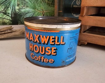 1940s Maxwell House Coffee Can 1 Lb With Lid Antique Coffee