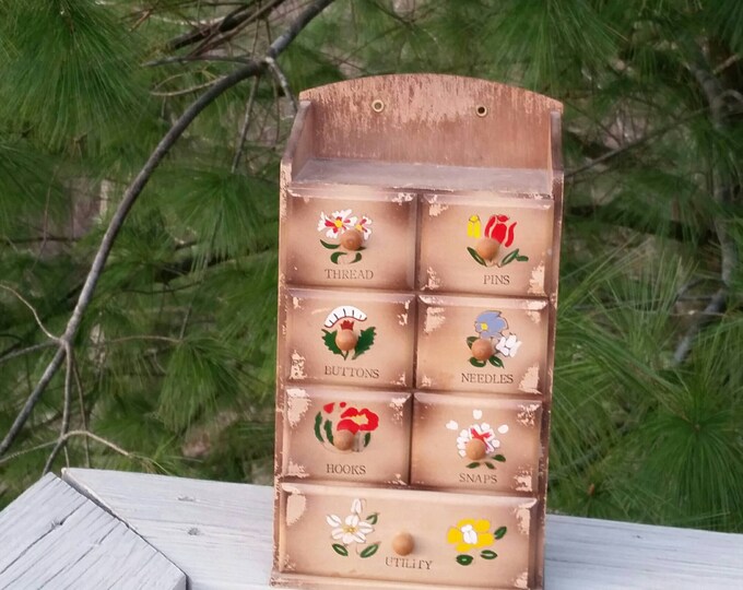 Wood 7 Drawer Sewing Notions Etsy
