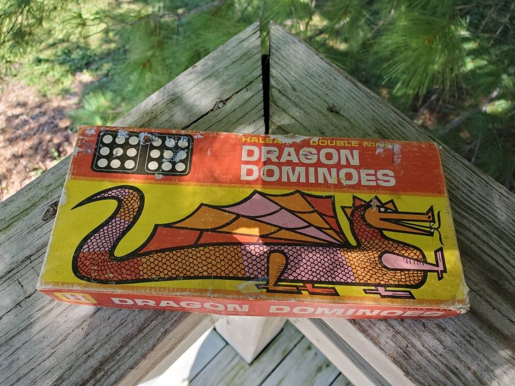 1950's Halsam Double Nine Dragon Dominoes / 52 Piece Set Games