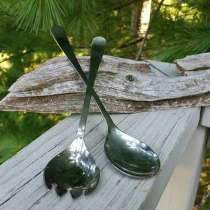 Silverplate Salad Fork & Spoon Made In Italy Salad Server Set Vintage Kitchen Utensils Gift For Her Housewarming Present