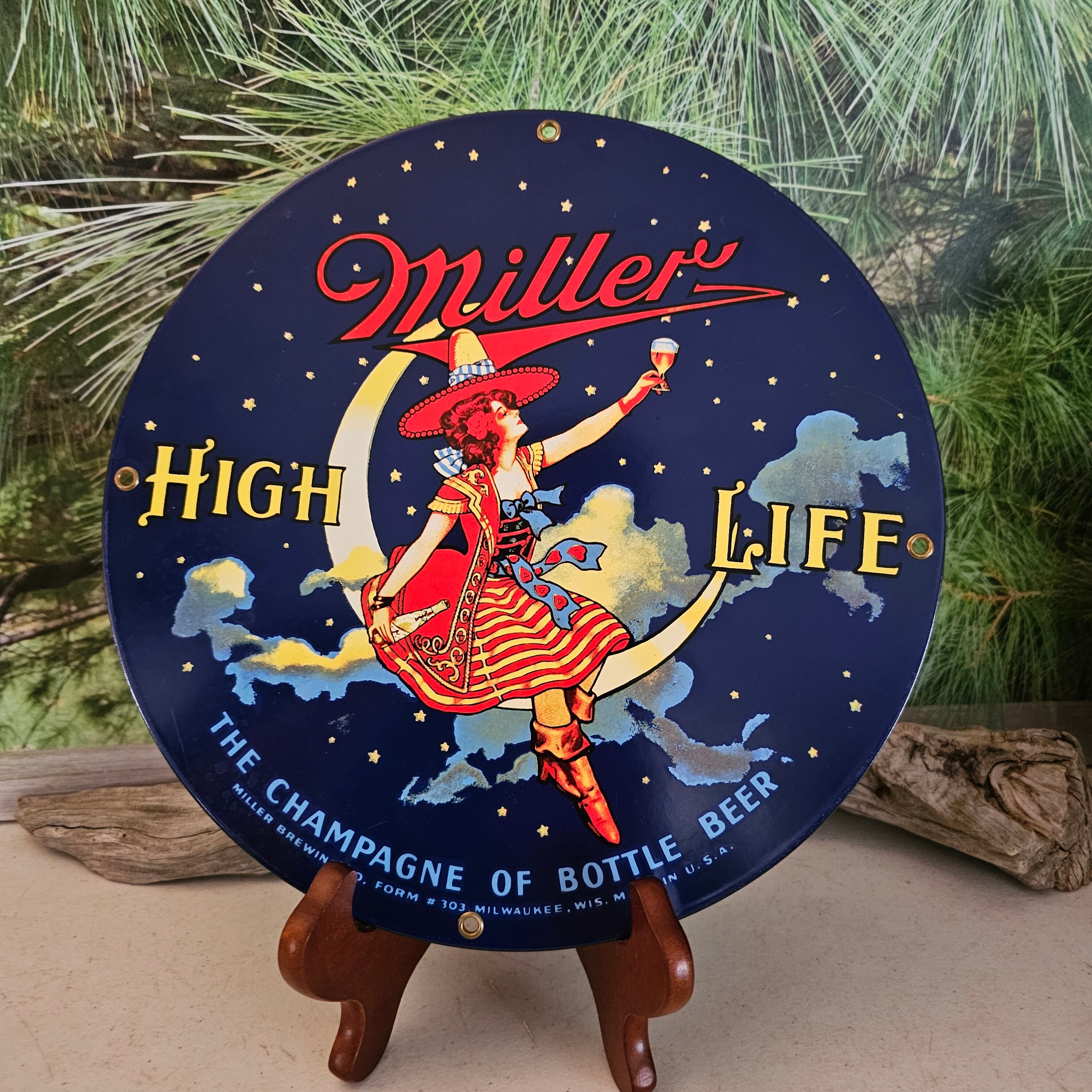 Vintage Miller High Life Beer Sign: Ande Rooney Porcelain