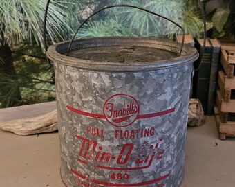 Frabill's 2 Piece Full Floating Minnow Bucket #480 Bail Handle Vintage Fishing Gear  #5260