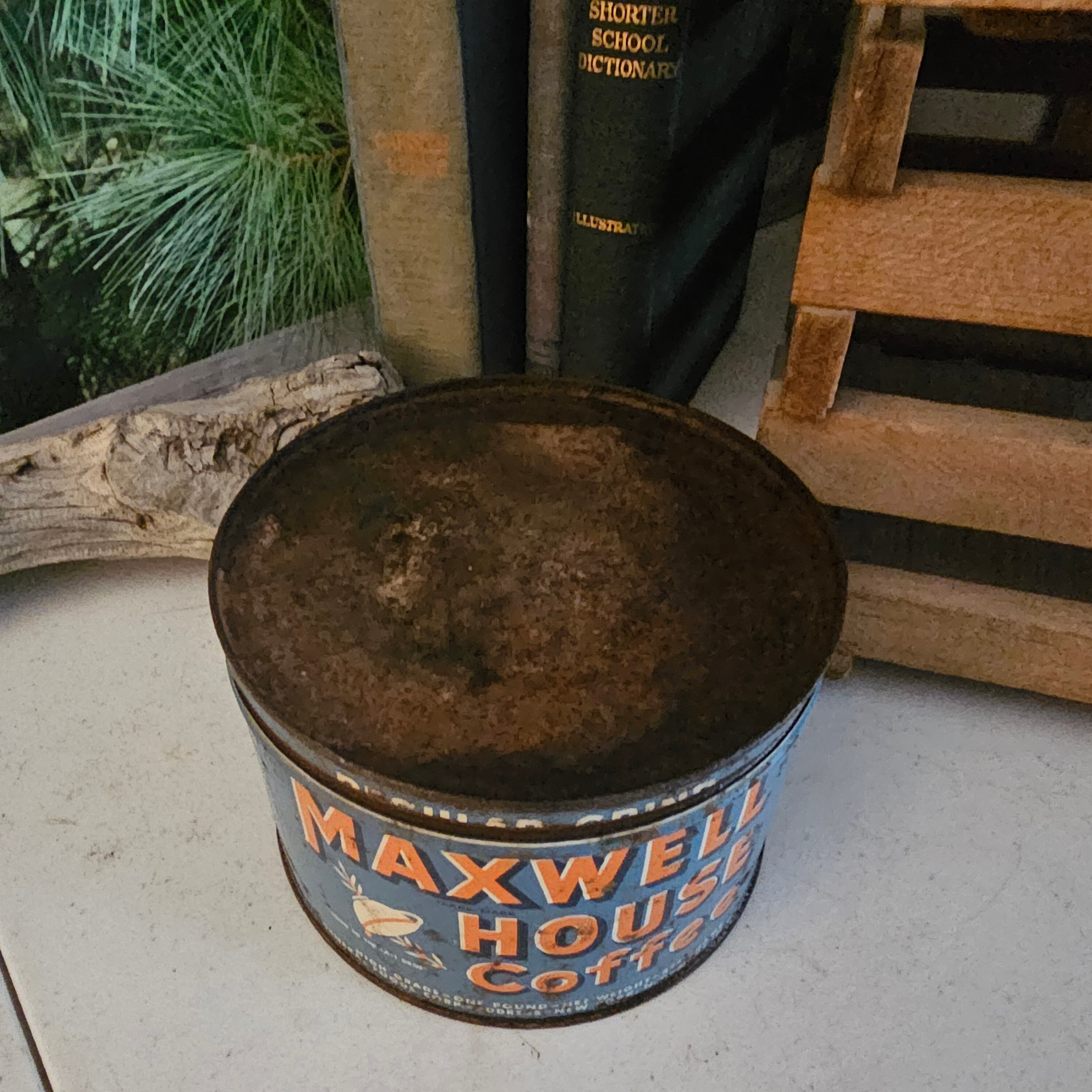 1940's Maxwell House Coffee Can With Lid Blue, White