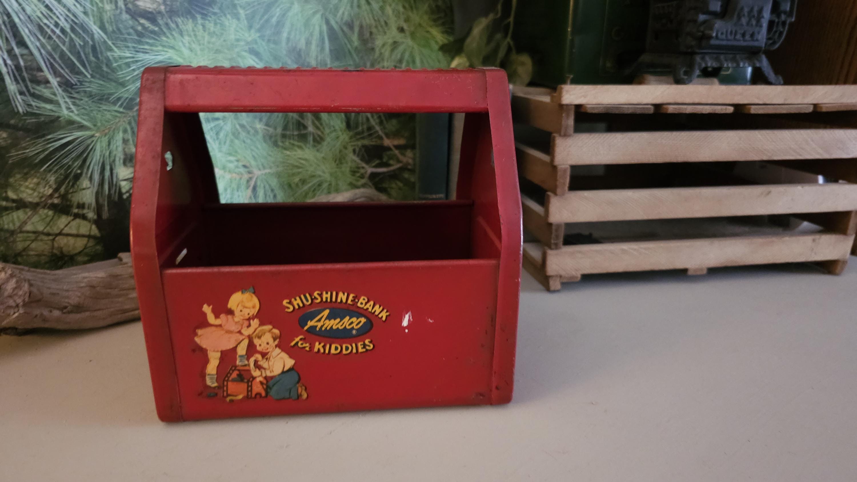Vintage Amsco Shu Shine Bank – Red Metal Kiddie's Coin Bank - Etsy